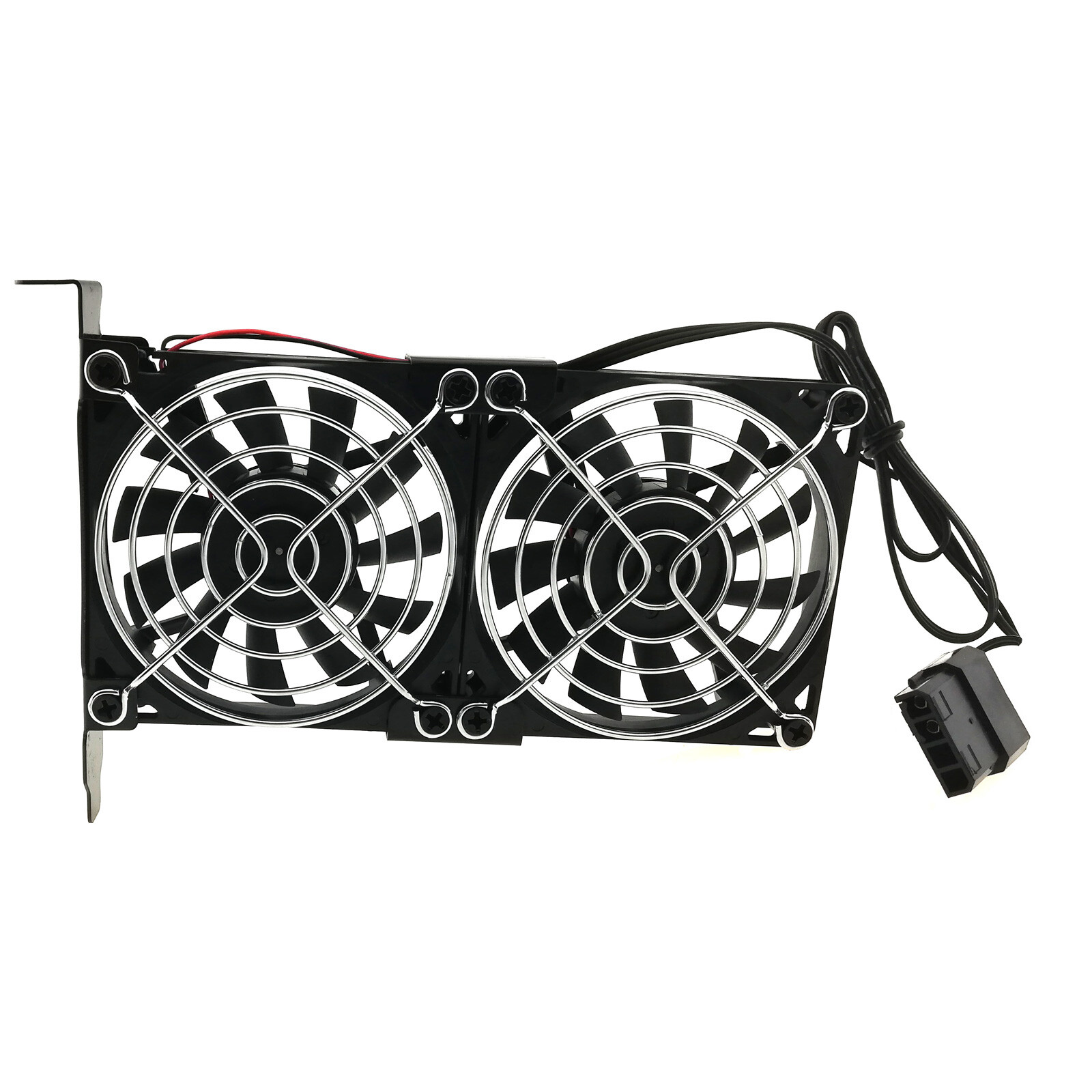 PCIe Slot Cooler Dual 80mm Slim Fan PC GPU 3500rpm Cooling ATX Bracket 12V Power