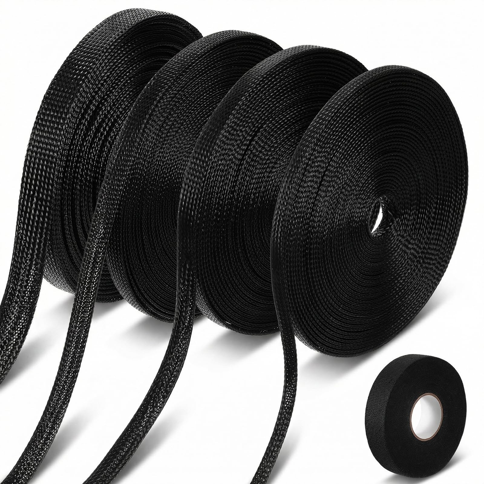 Expandable Braided Cable Sleeve Wire Loom, 132 ft PET Mesh Split Sheathing Wr...