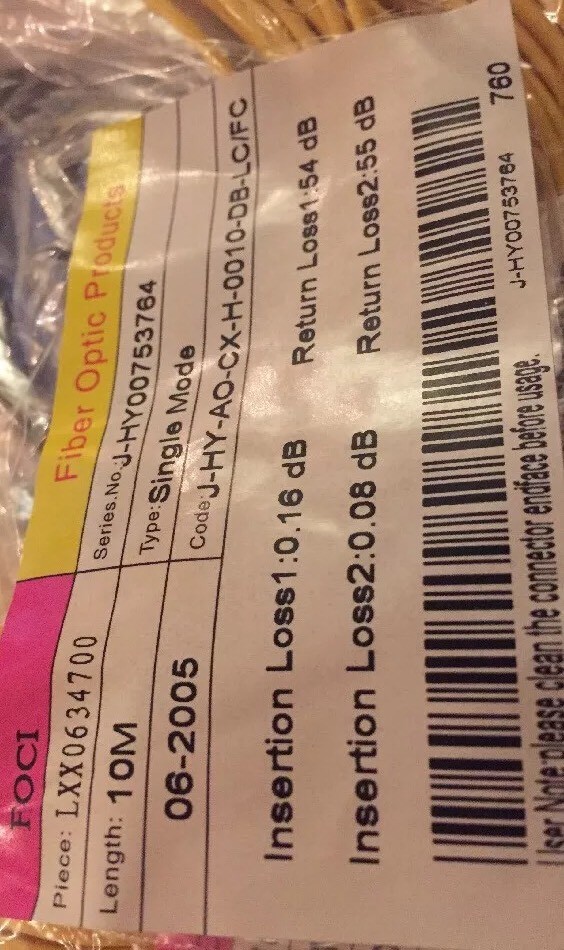 Lot Of 30 Foci 10m Fiber Optic LC/FC T5