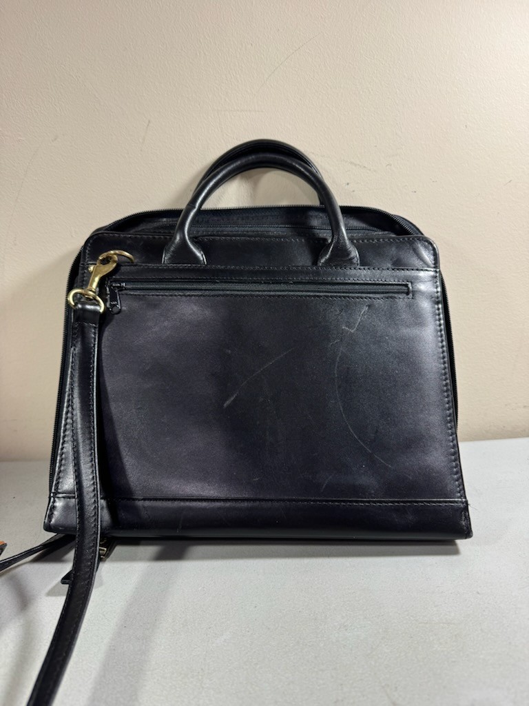 Franklin Covey Womens Satchel Briefcase Classic Large Laptop Tote Bag Black