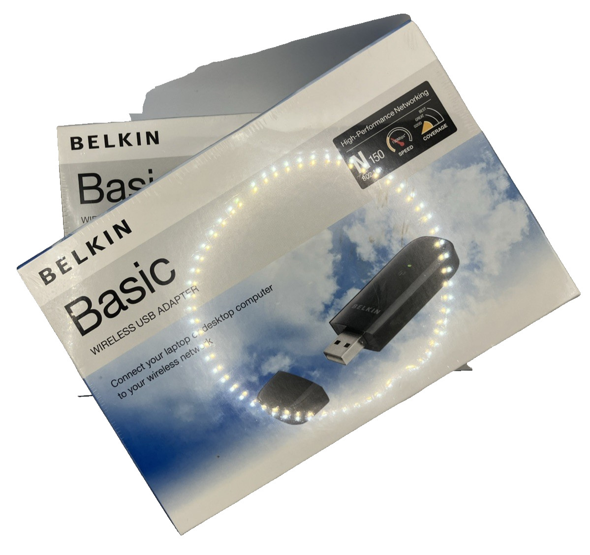 Lot of 2 Belkin Basic Wireless USB Adapter F7D1101 v1 N150 Wi-Fi Dongle NIB