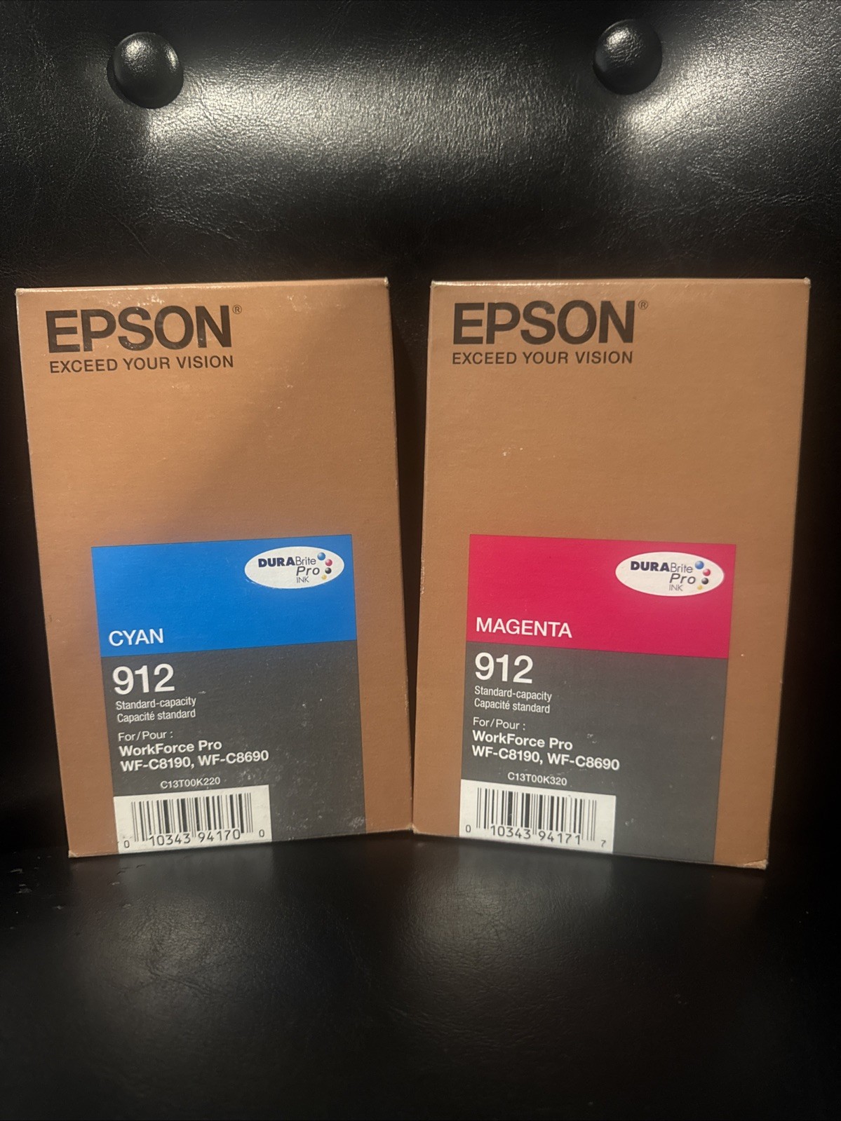 2-Pack Epson Durabrite 912 Standard Capacity Ink Cyan Magenta Workforce Pro
