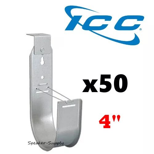 ICC 50 Pack 4" J-Hook Ceiling Mount Route Cable 90 Degree Lip ICCMSJH955