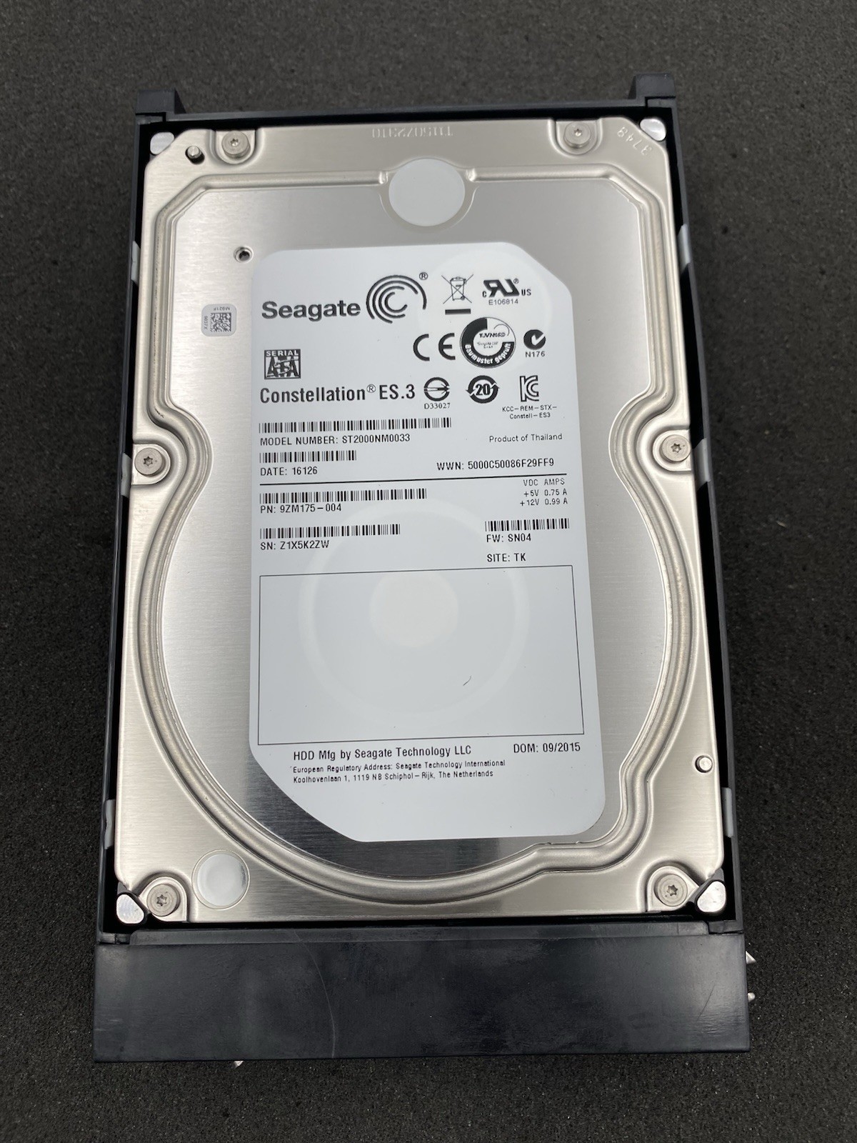 Seagate Constellation ES.3 2TB 7.2K 3.5” SATA HDD ST2000NM0033 w/ Isilon Caddy