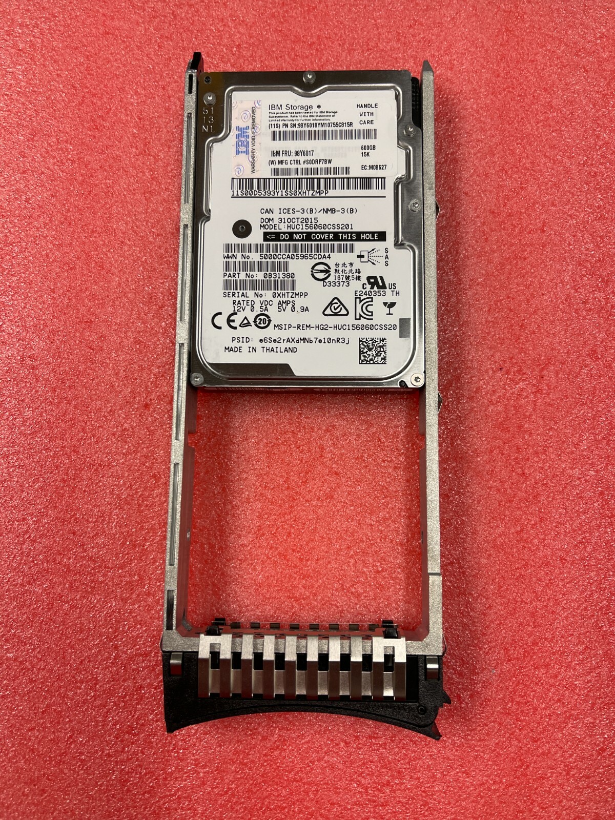 98Y6017 98Y6018 HUC156060CSS201 IBM 600GB 15K SAS 6Gb 2.5" HDD 528byte