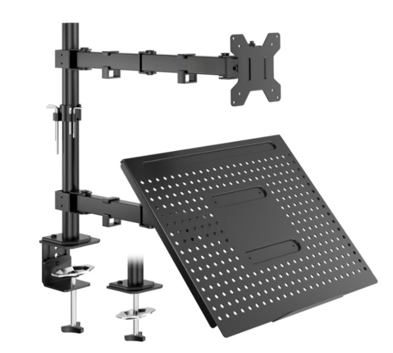 Brazo para Monitor y Laptop con Bandeja Ventilada Ajustable Soporte VESA