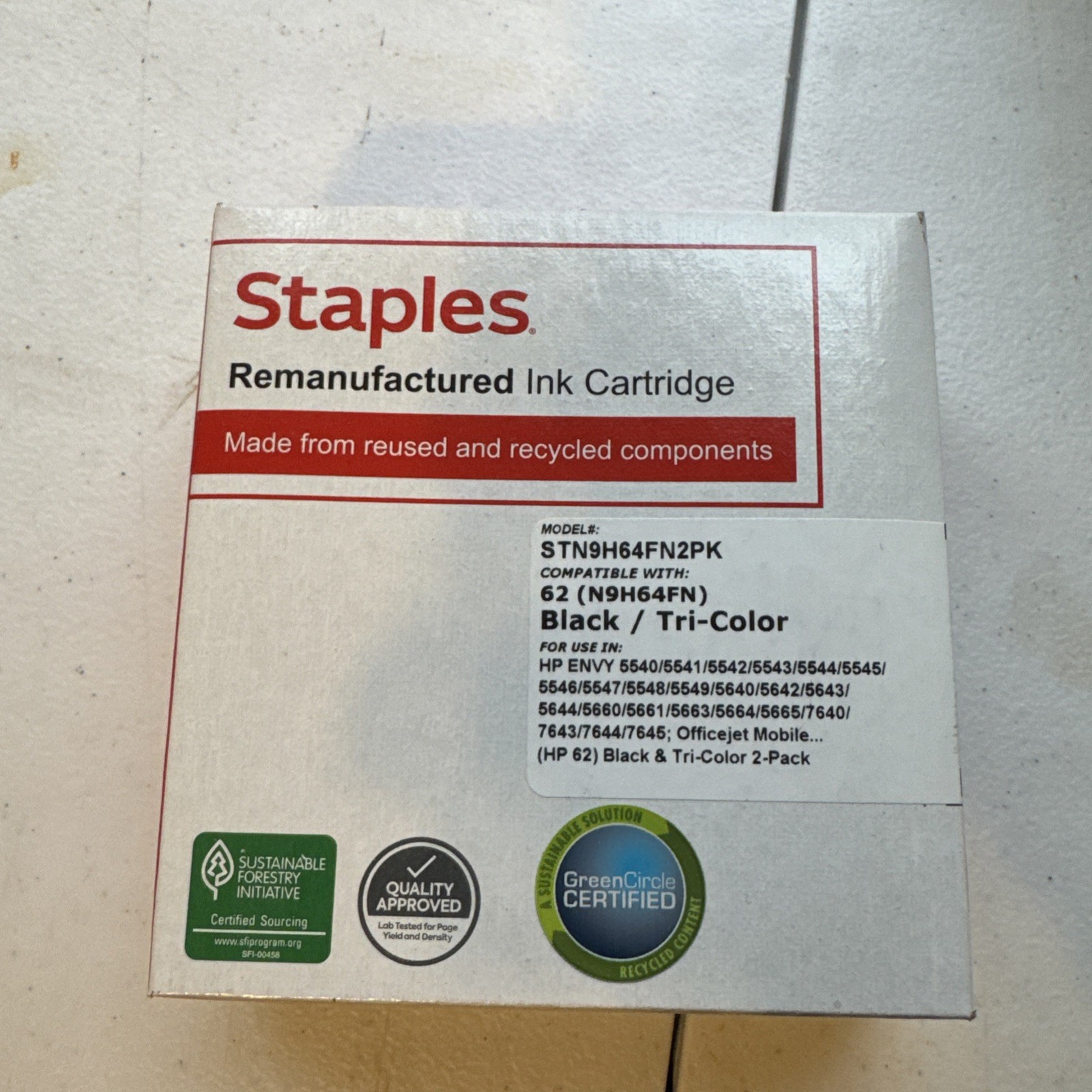 Staples Ink Cartridge Black/Tri-Color  2 Pack STN9H64FN2PJ