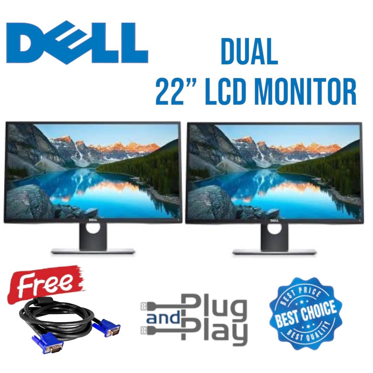 Major Brand 22-Inch Widescreen LCD Monitor FHD Gaming Business Stand HDMI