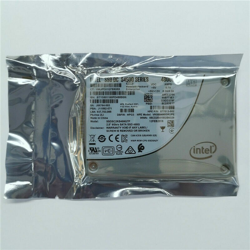 Intel/HP SSD DC S4500 Series 480GB SSDSC2KB480G7P 2.5"6G SATA Solid State Drive