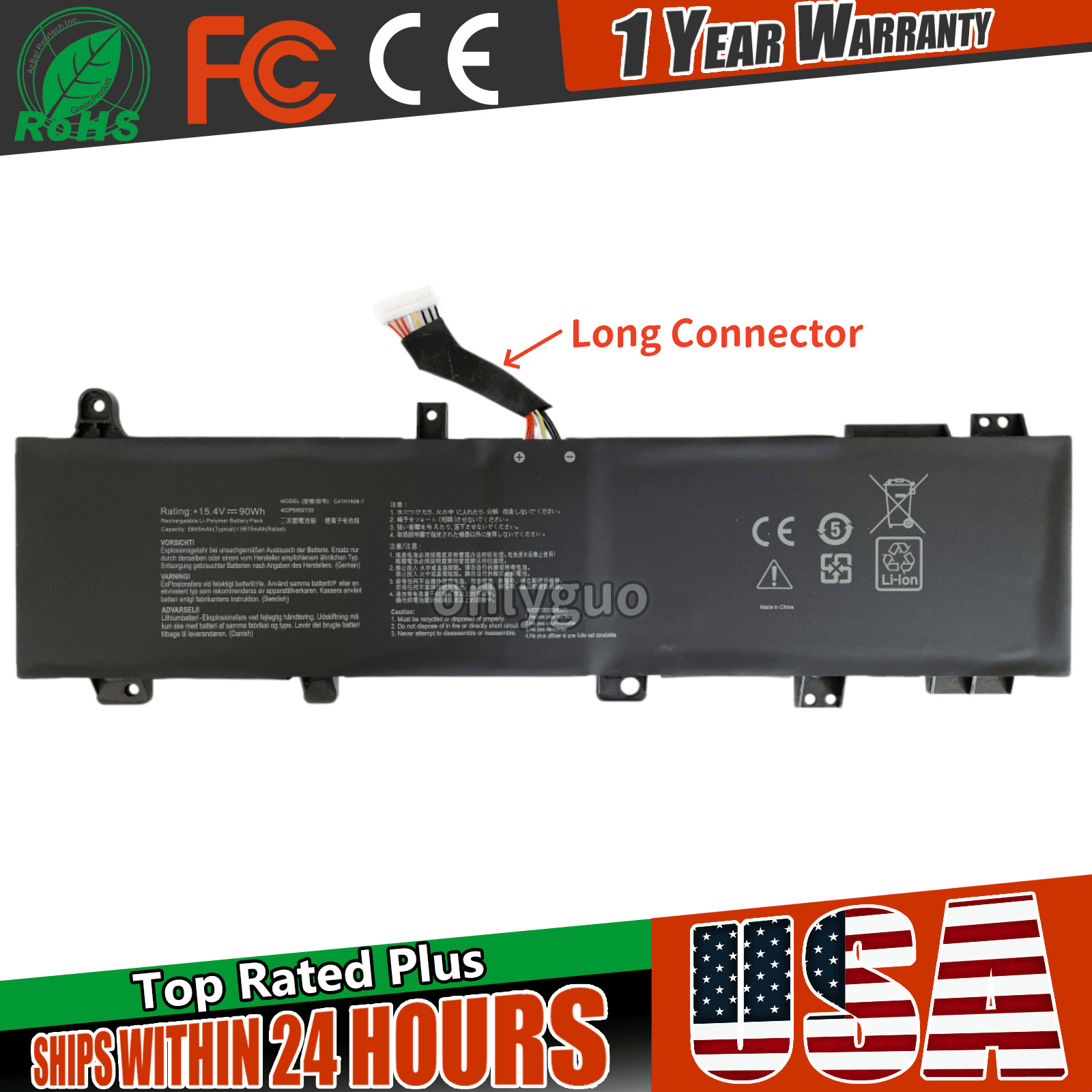 C41N1906‑1 90Wh Battery For ASUS TUF Gaming A15 FA506 F15 FX506 A17 FA706 GX550