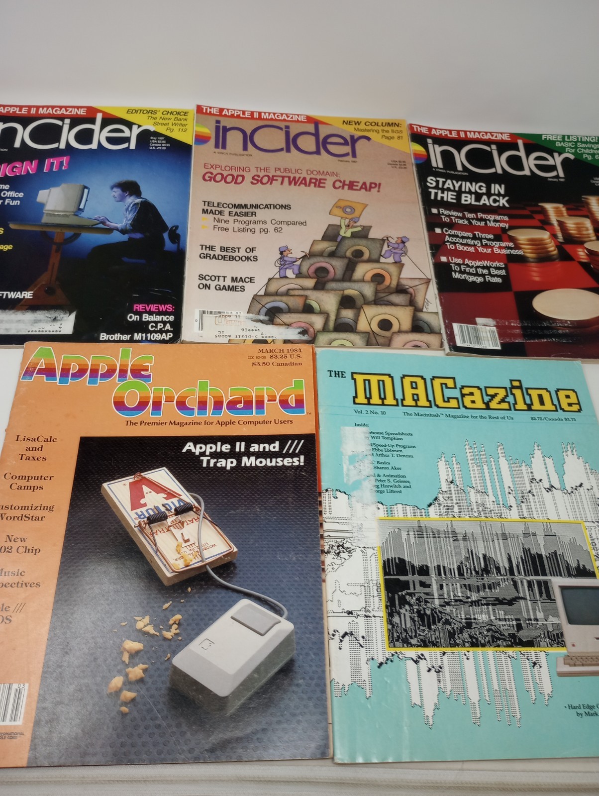 (5) Vintage Apple Macintosh Computer Magazines Lot - Orchard, InCider, MACazine 