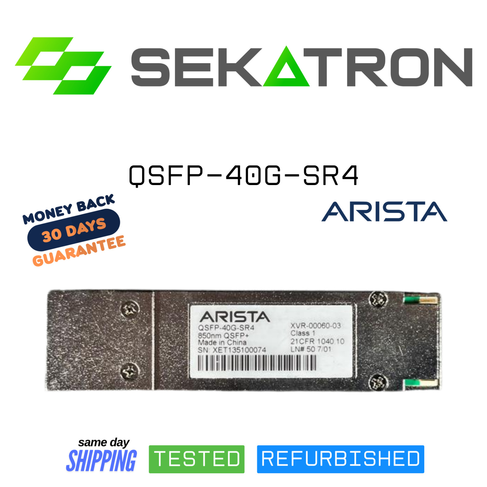 ♻️ Arista QSFP-40G-SR4 40GBASE-SR4 QSFP+ 850nm 150m MMF Transceiver Module