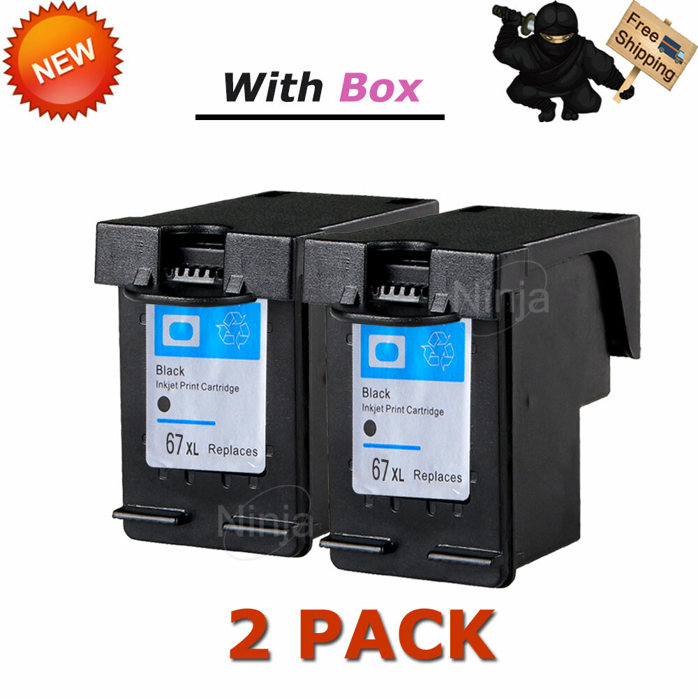 2Pk 67XL Black Ink Cartridge For HP ENVY 6052 6055 6058 6075 Deskjet 2722 2752