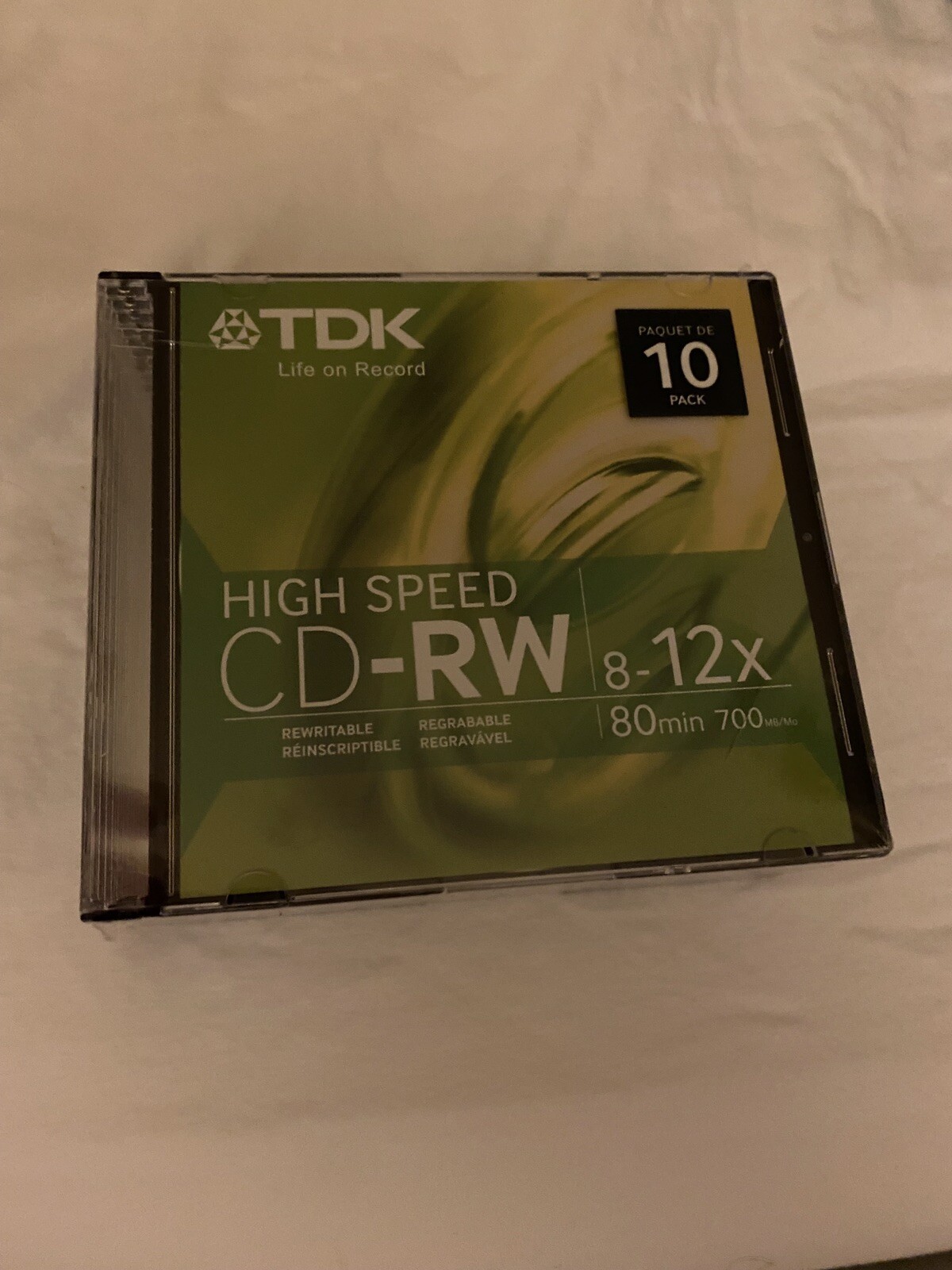 NEW TDK High Speed CD-RW 10 Pack 80min 700MB/Mo 8-12x Slim Case Rewritable