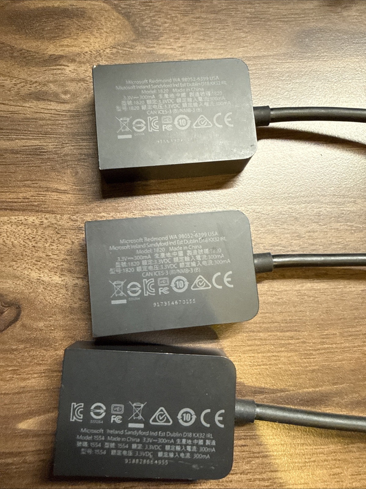 Lot of 3 Genuine Microsoft Surface Display Adapters Models 1820 & 1554 OEM