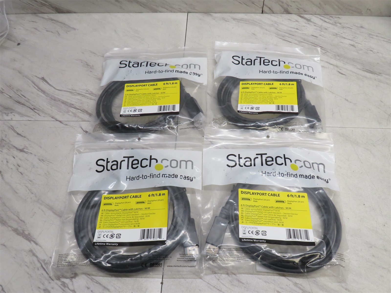 NEW 4x StarTech.com 6 ft DisplayPort Cable - M/M / DISPLPORT6L
