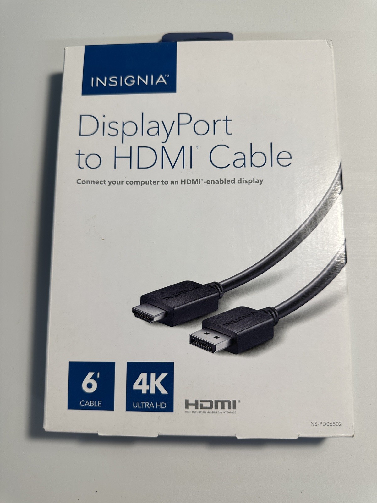 Insignia NSPD06502 6ft Display Port to HDMI Cable - Black 4K Ultra HD