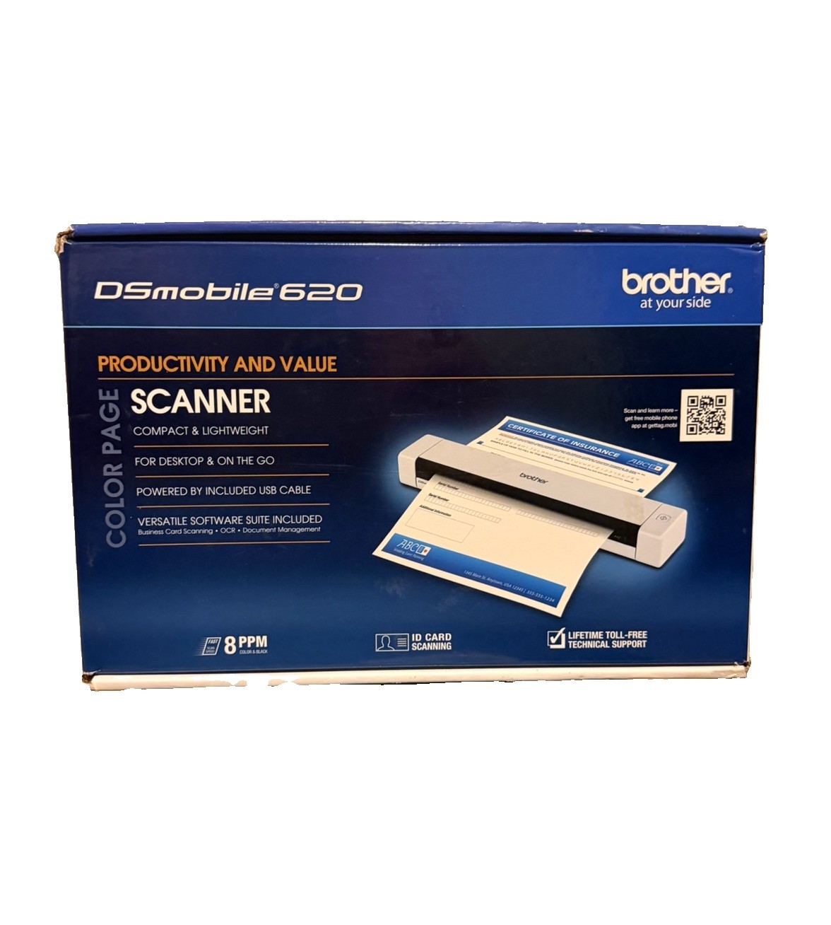 Brother Mobile Color Page Scanner, DS-620, Fast Scanning Speeds, Compact