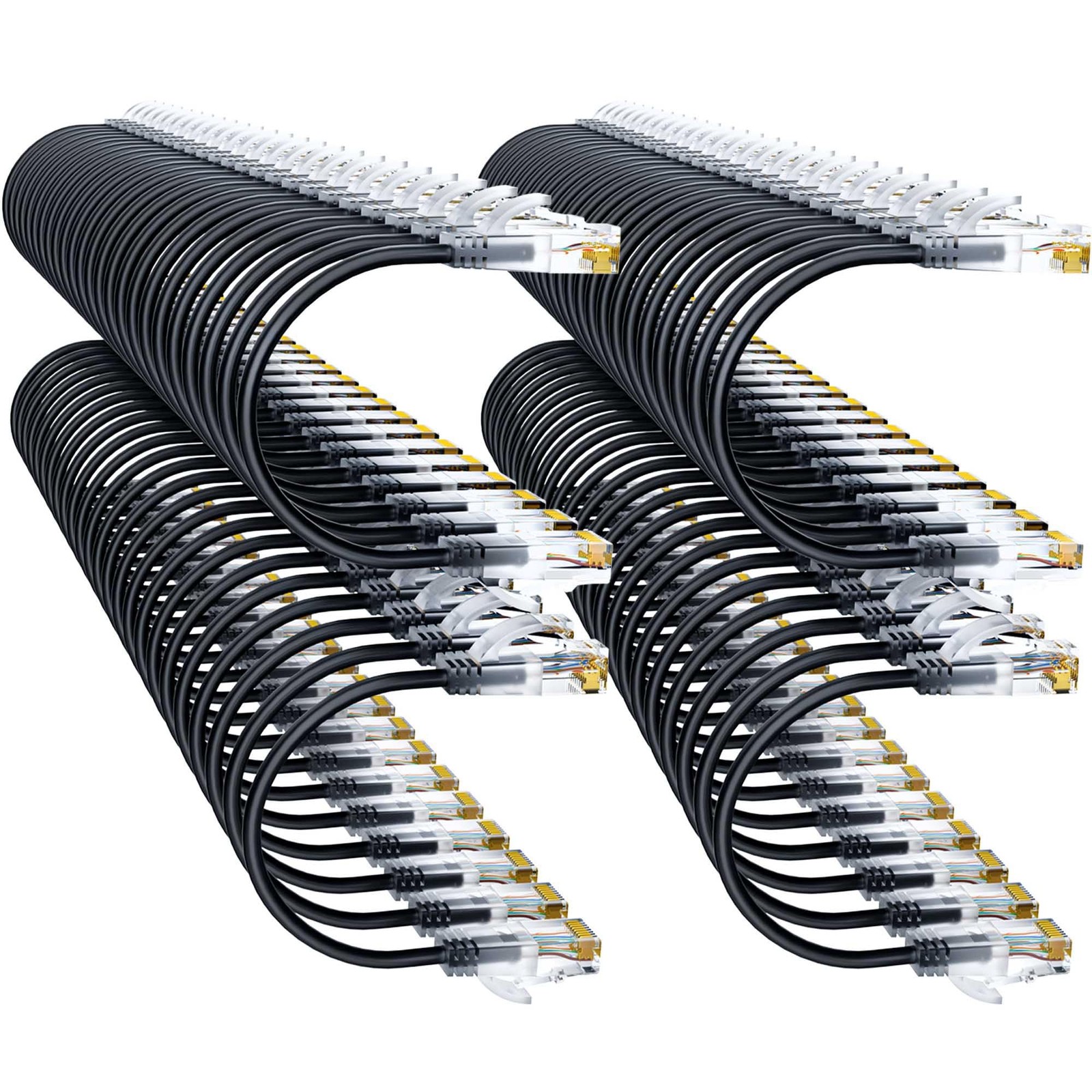 10Gsupxsel Cat6a Patch Cables 1ft (96 Pack) Slim, Cat6 Ethernet Patch Cable Pure