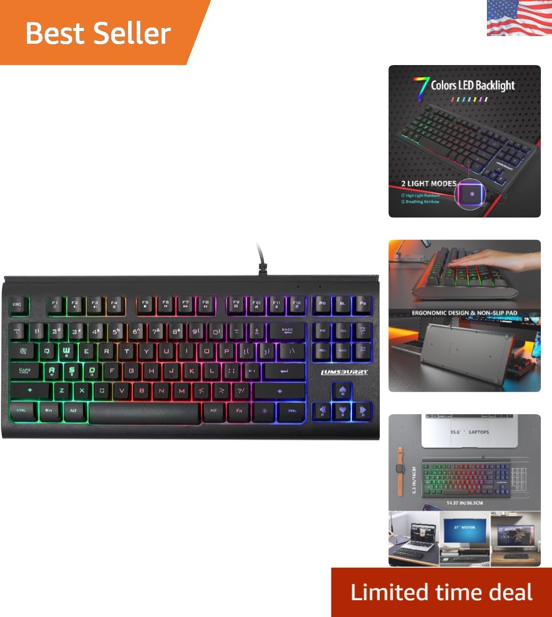 Portable 87-Key Compact Backlit Gaming Keyboard - Plug-and-Play Convenience