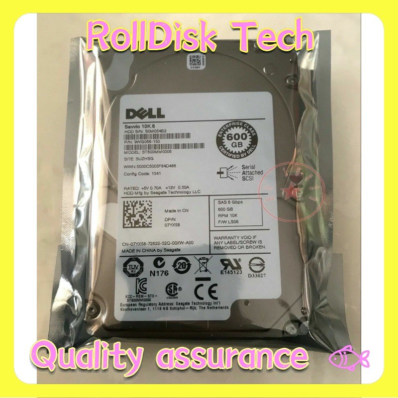 New Dell ST600MM0006 600GB 6G 10K 2.5" SAS 7YX58 07YX58 Hard Drive