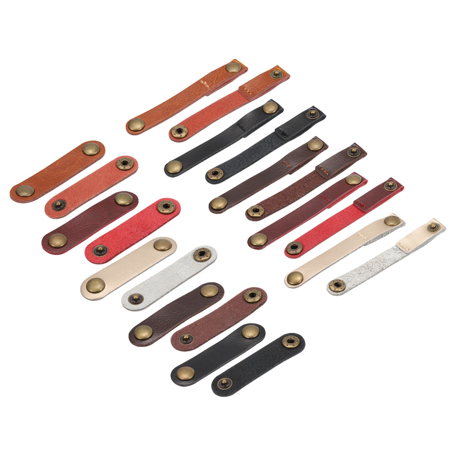 Leather Cable Straps Leather Cable Ties Leather Cord Organizer 5 Color, 20 Pack