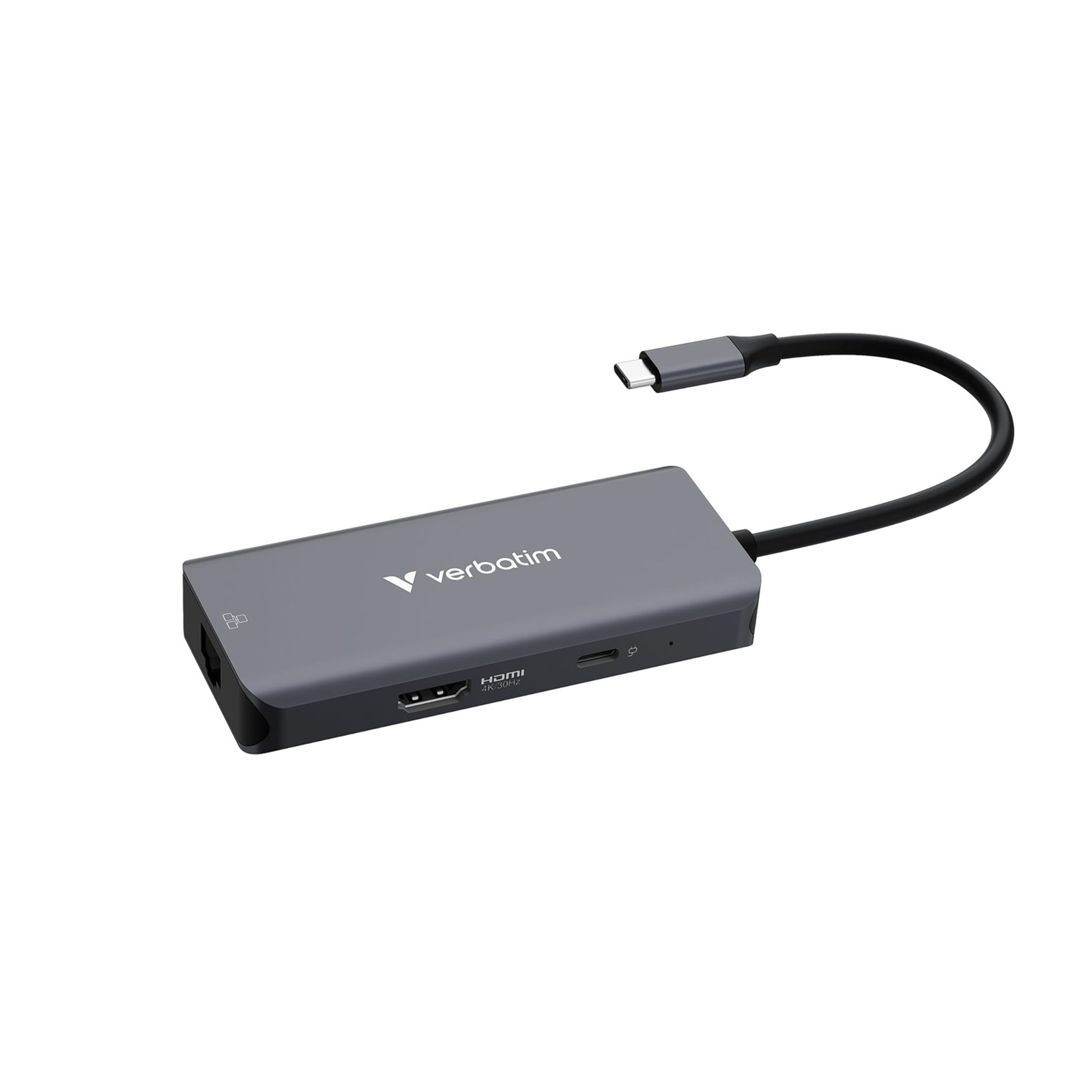 Verbatim Essentials 6-Port USB-C Hub, 4K HDMI, Gigabit Ethernet, 100W PD Gray