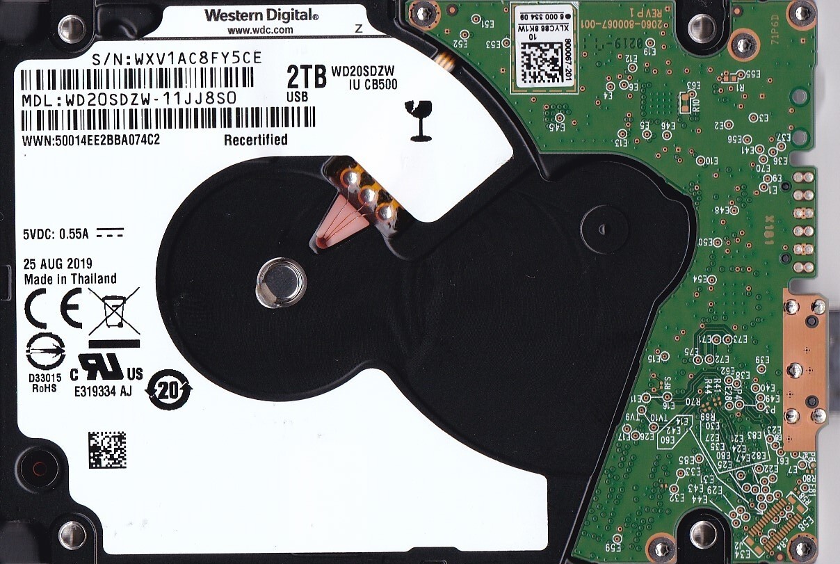 WD20SDZW-11JJ8S0 s/n: WXV1AC AUG /2019 Thailand  2TB USB 3.0 2.5 Western Digital