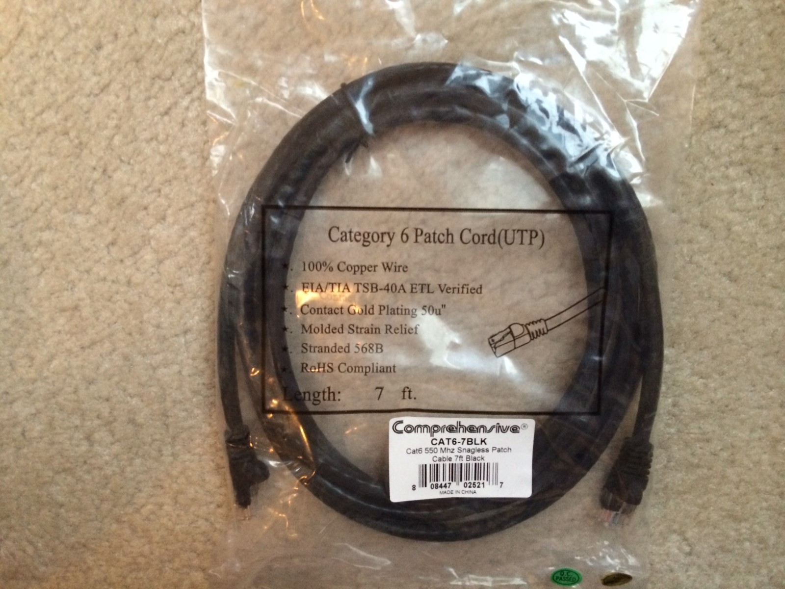 Comprehensive Standard CAT6-7BLK Cat.6 Patch Cable