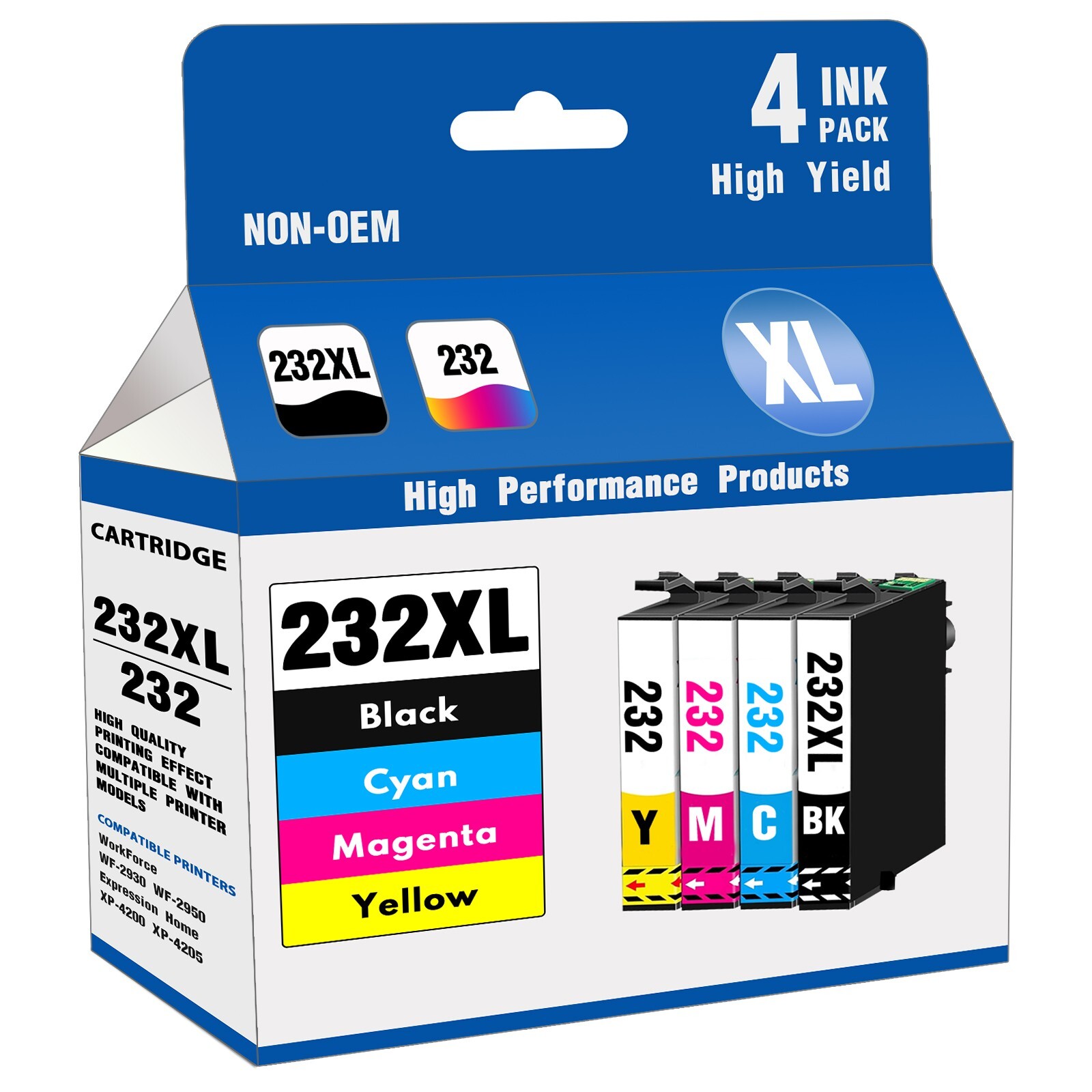 232XL Ink Replacement for Epson XP-4200 WF-2930 XP-4205 Printers (4-Pack)