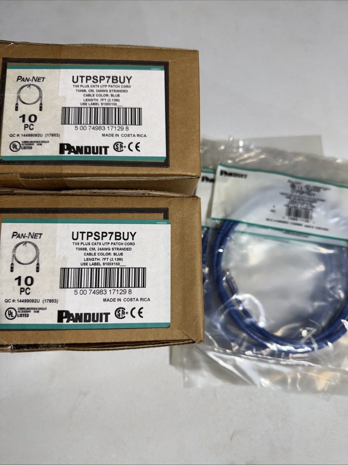 Lot Of 30 Panduit UTPSP10BUY Cat 6 Patch Cord Blue 7ft NEW
