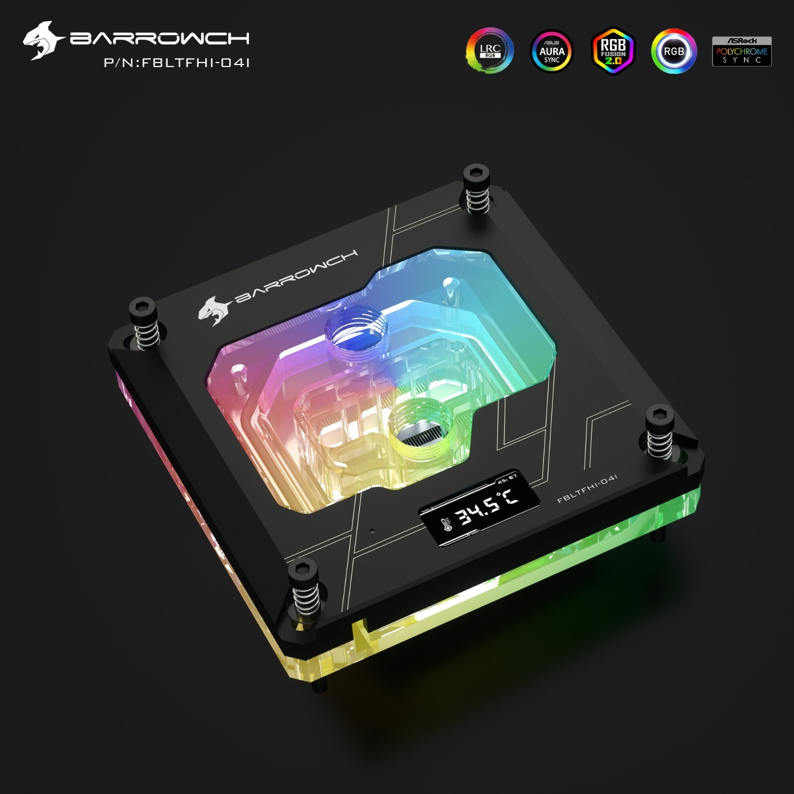 BarrowCH CPU Water Block for intel LGA 1700 1200 Temperature TFT Digital display