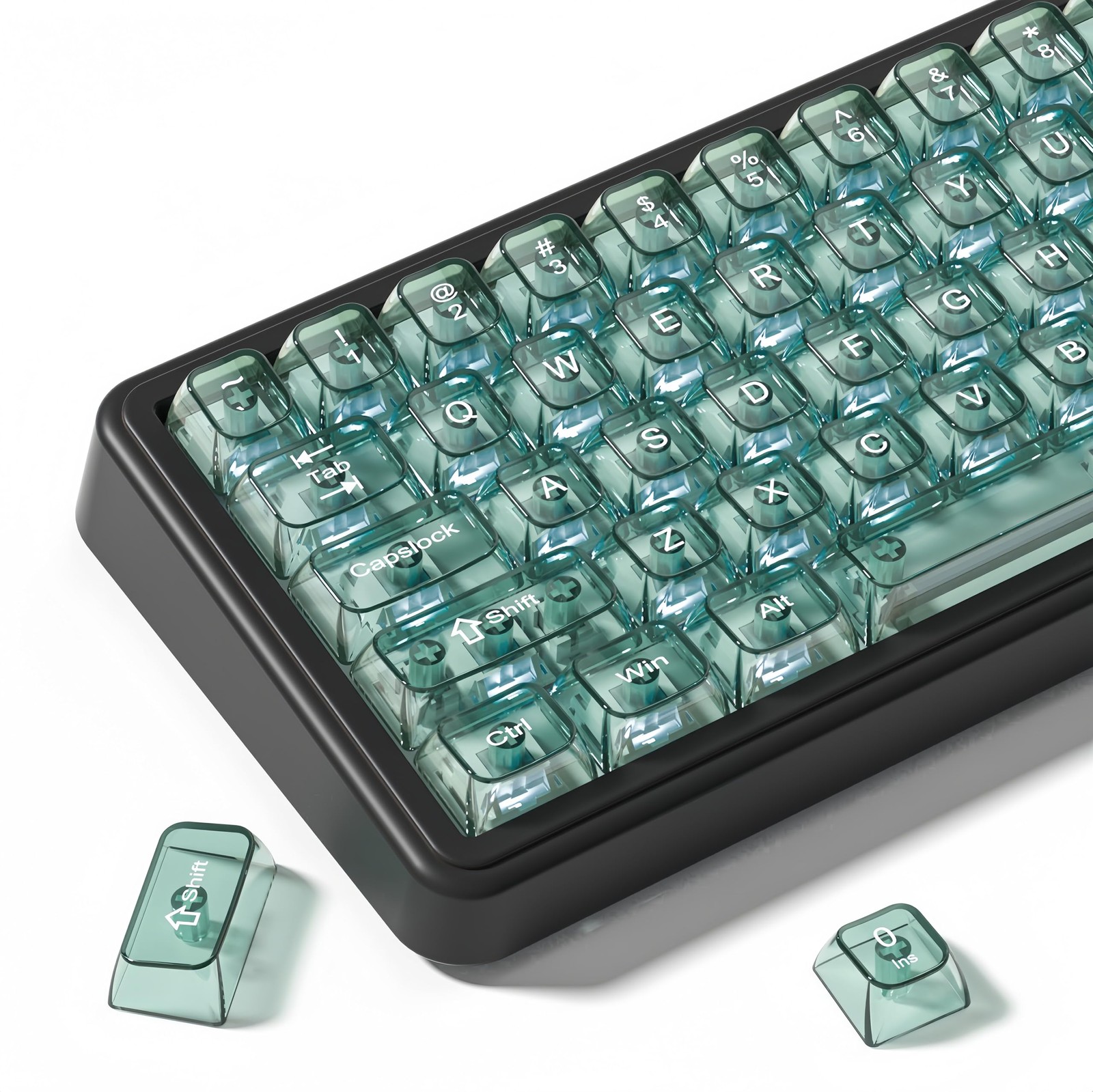 115Key Mint Green Clear Translucent Jelly Keycaps MDA Profile MX Switches
