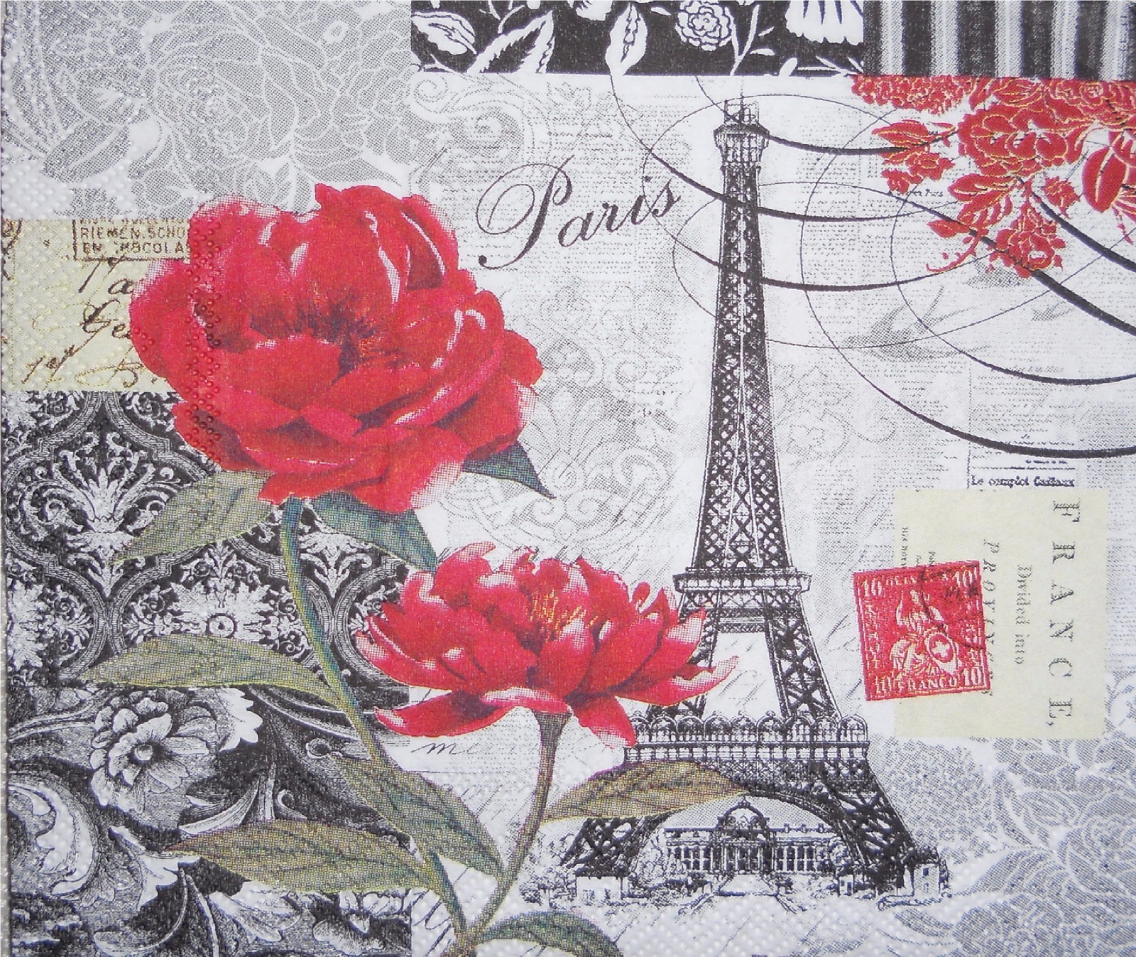 EIFFEL TOWER PARIS RED ROSES IMAGE  COMPUTER MOUSE PAD 9 X 7 