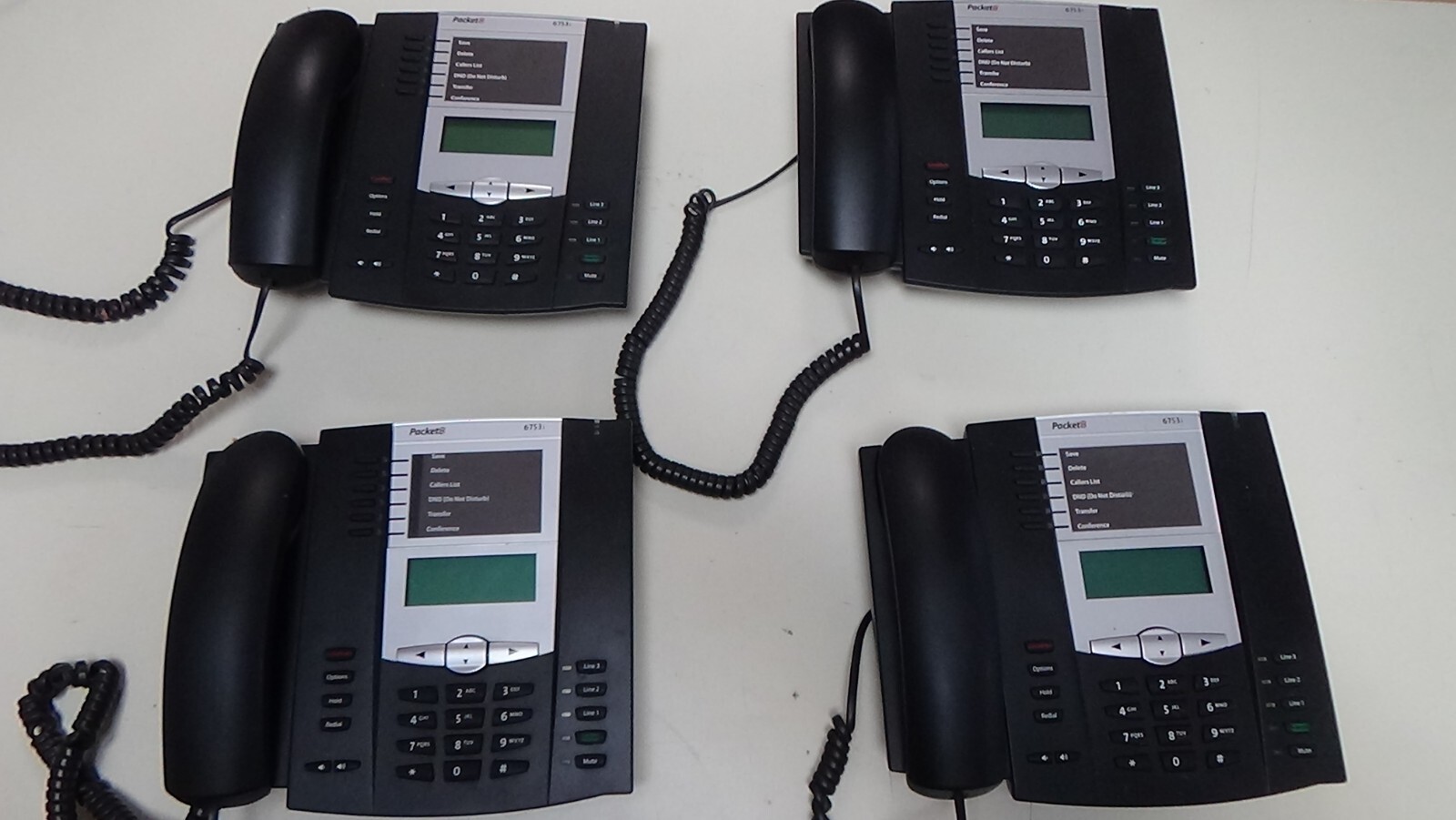 PACKET8 VIRTUAL OFFICE BUSINESS PHONE SYSTEM 6753i IP PHONE Lot of 4