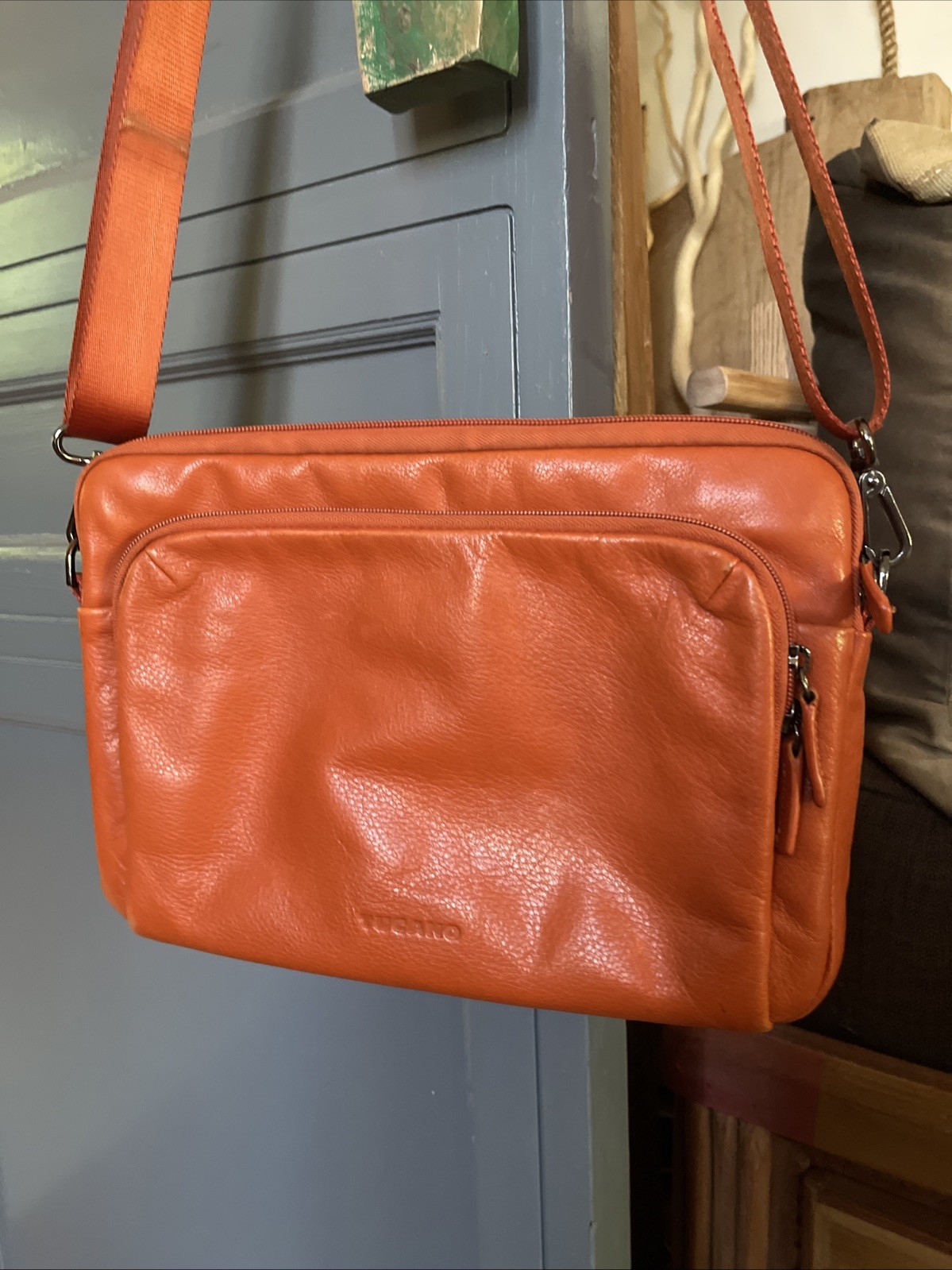 Tucano Orange Leather Padded Computer Bag