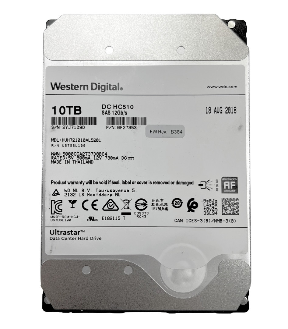 Western Digital Ultrastar 10TB 3.5" 12G SAS HDD HUH721010AL5201 0F27353 DC HC510