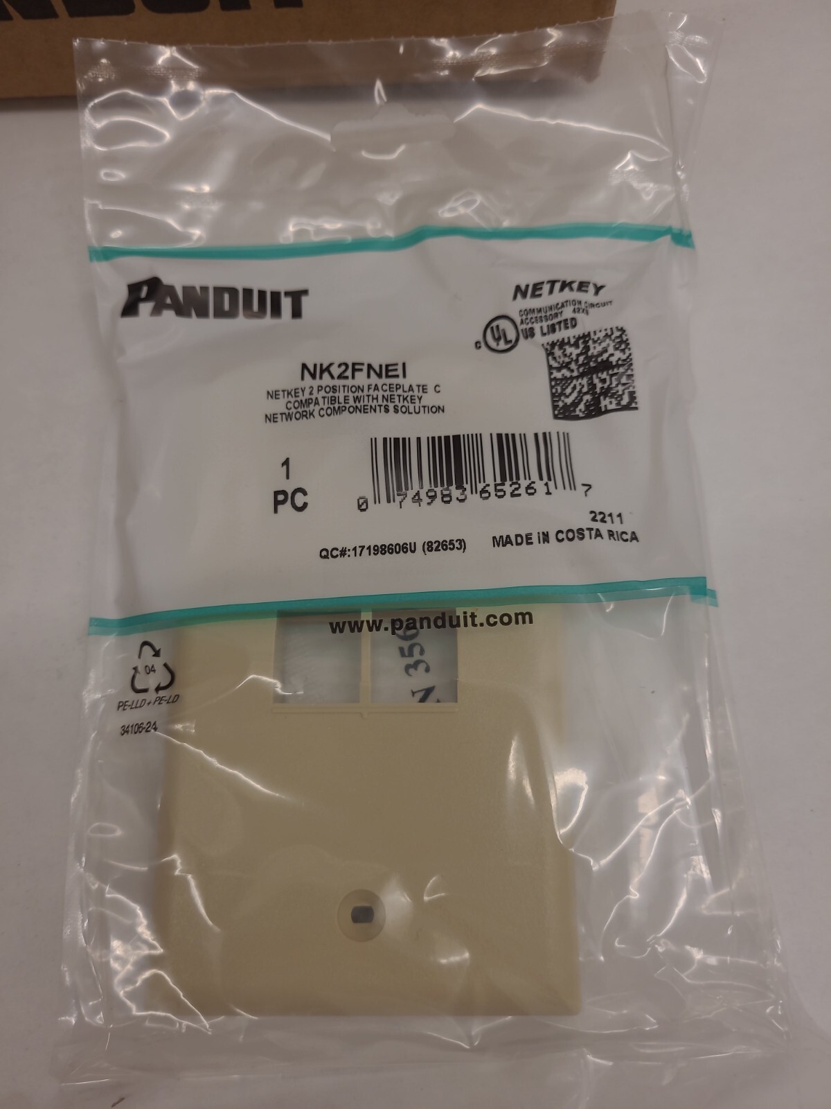 20 Panduit NK2FNEI Netkey 2 Position Faceplate C
