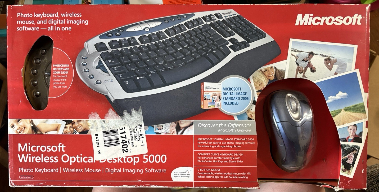NEW NIB Microsoft Wireless Optical Desktop 5000 Keyboard Wireless Mouse Digital