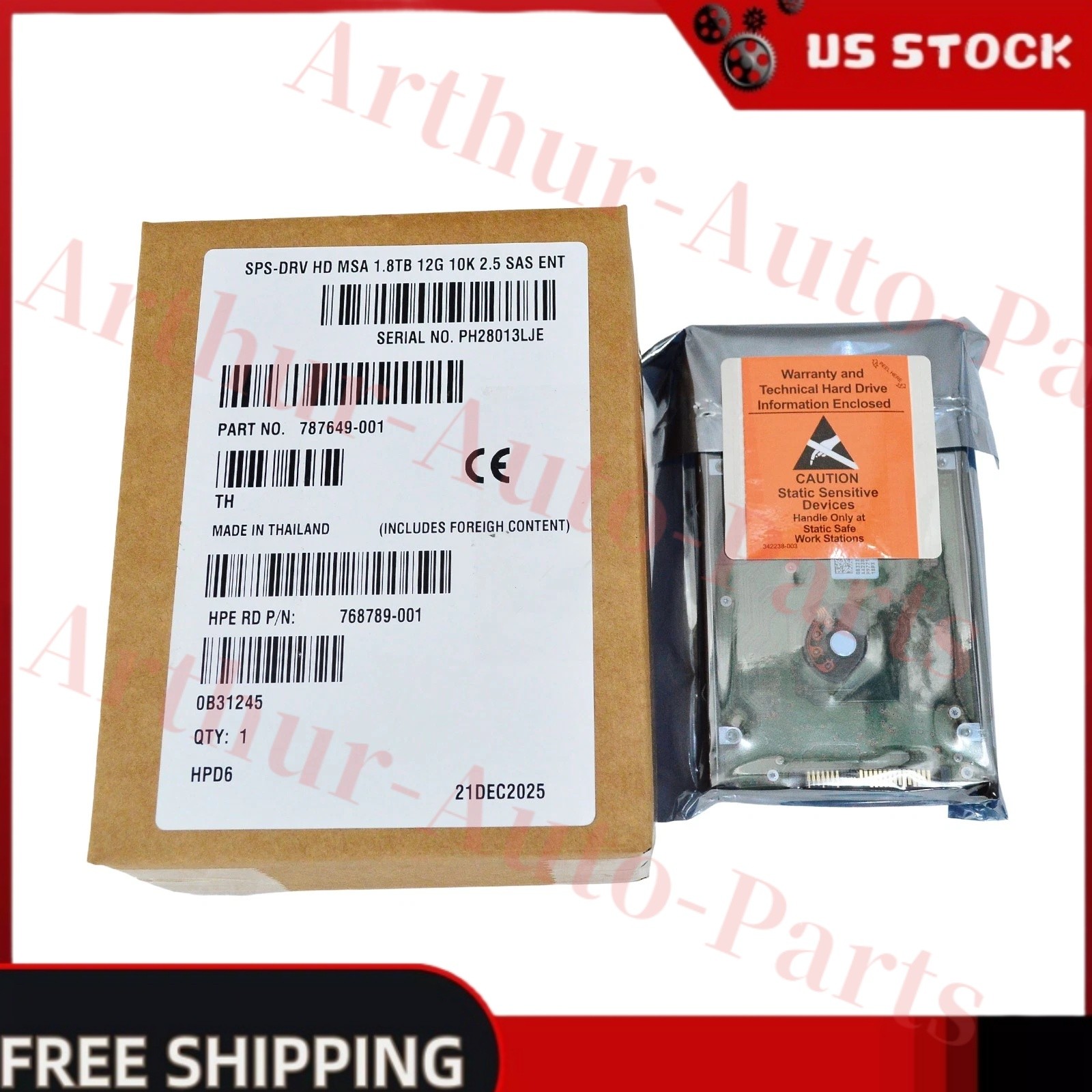 For J9F49A 787649-001 HPE MSA 1.8TB 2.5" SAS 10K 12G SFF BC HDD Hard Drive