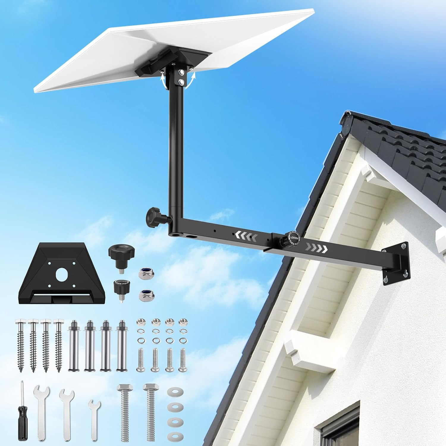 Starlink Gen 3 Wall Mount Kit Adjustable Long Eave Mount Heavy Duty Steel Bracke