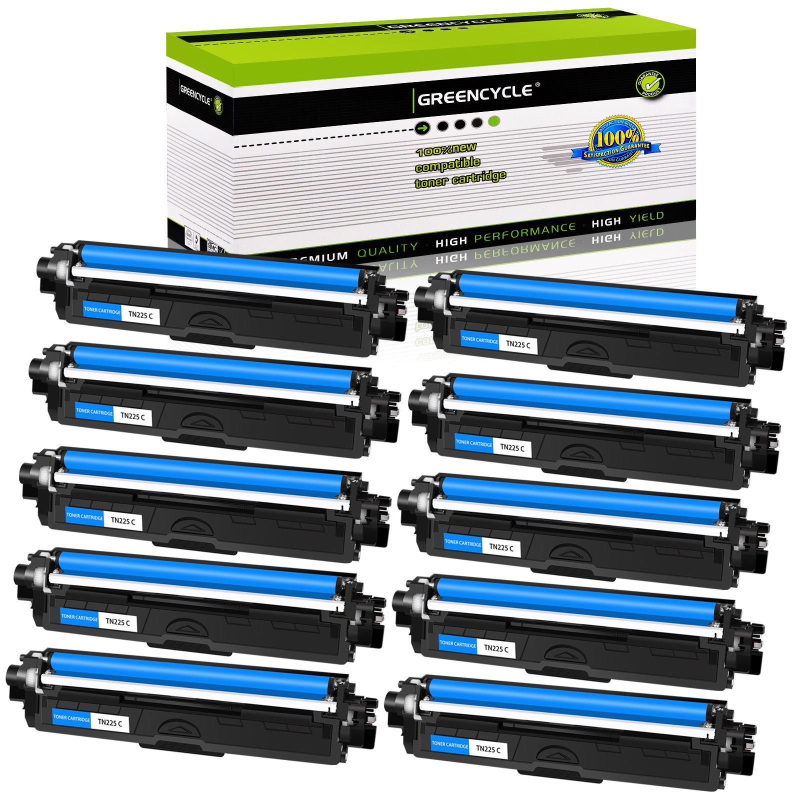 10PK TN221 TN225 Cyan Toner Fits for Brother HL-3180CDW DCP-9020CDN DCP-9020CDW