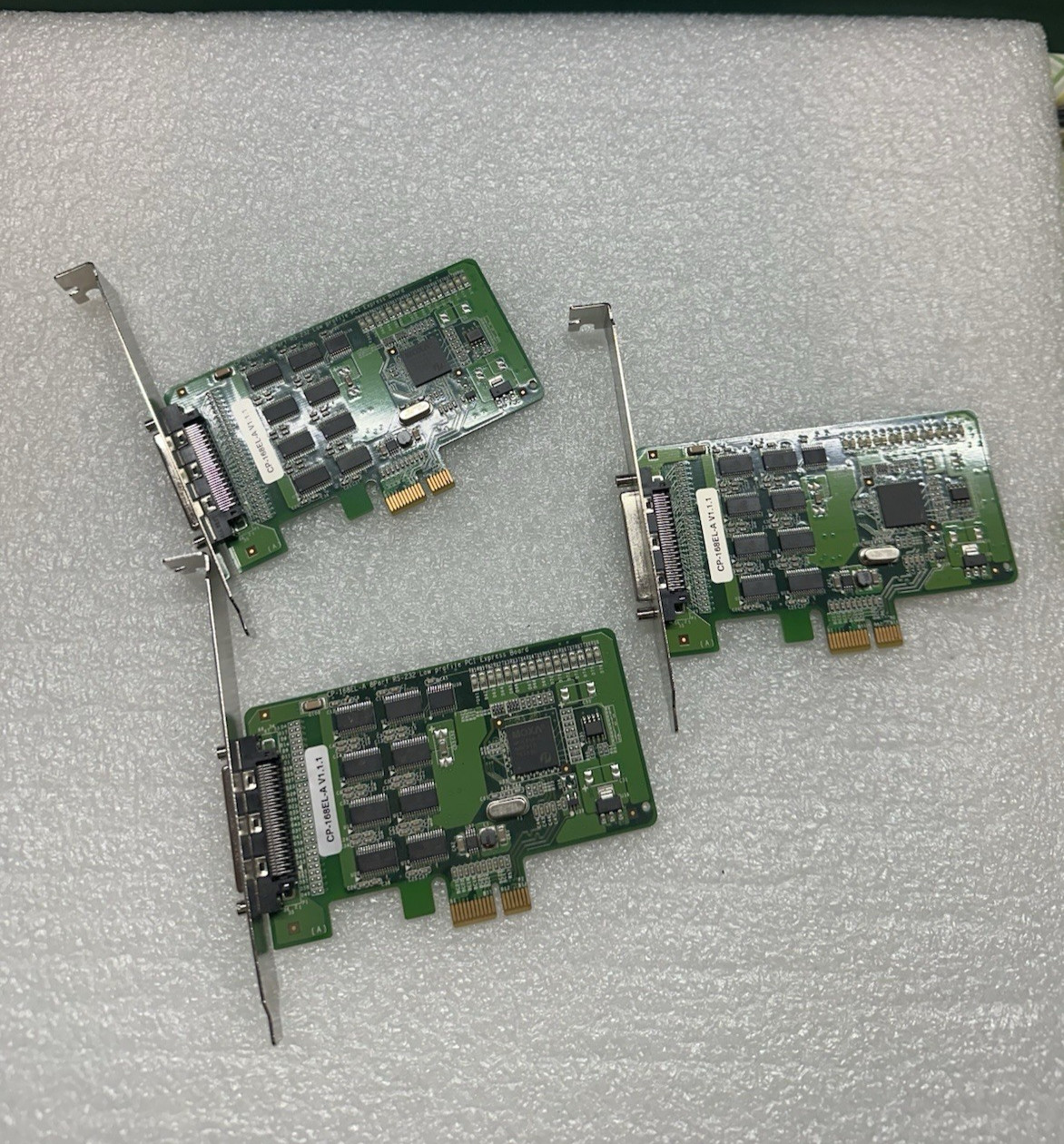 Lot of 3 Moxa CP168ELA 8Port RS232 PCIe Serial Cards Low Profile Industr G2U