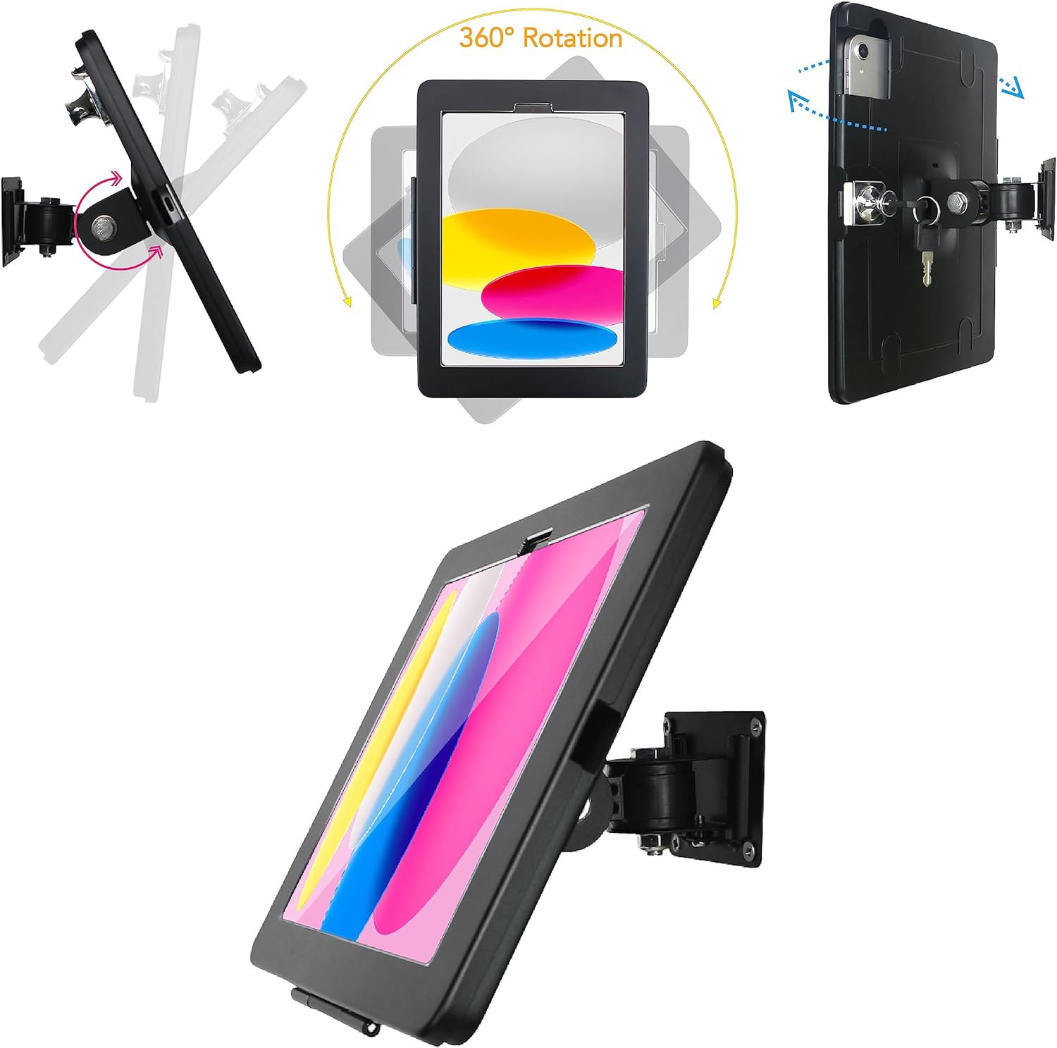 With Lock Metal Wall Mount Bracket for Ipad 11" A16 /10.9" 10Th,