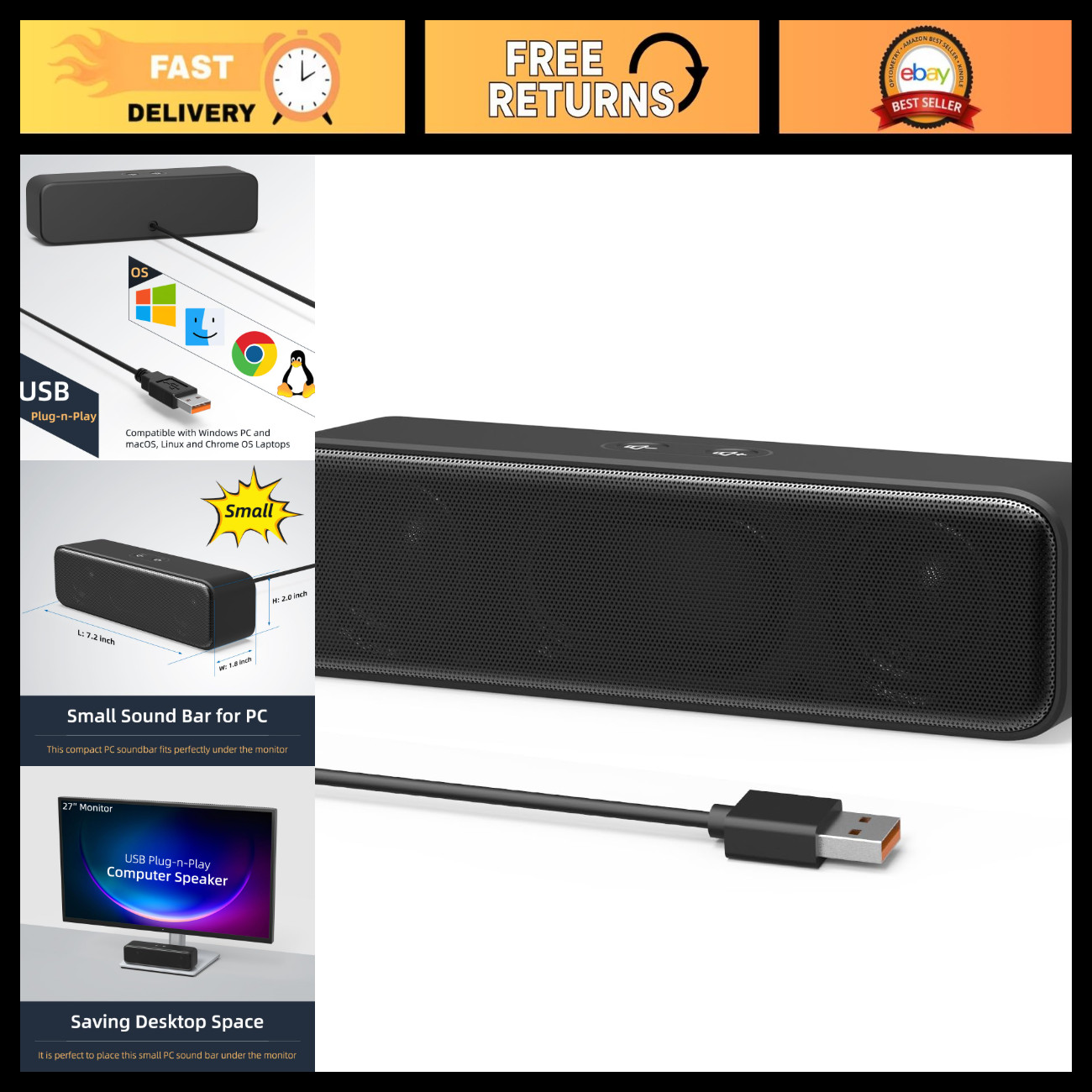 Upgraded Touch Control Computer Speakers for Desktop PC & Laptop - High-Quality