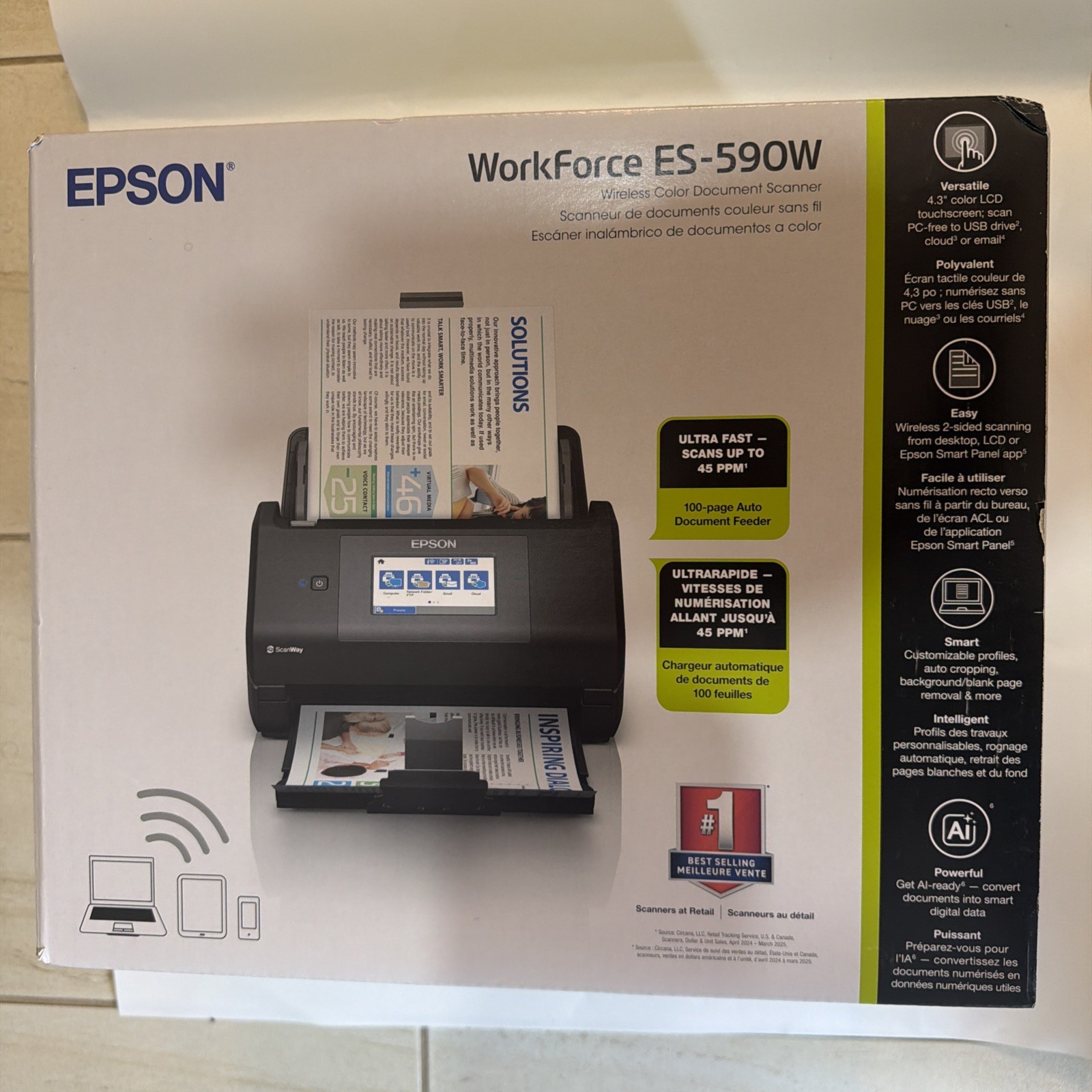 Workforce ES-590W Wireless & USB High-Speed AI & Cloud Ready Desktop Color Duple