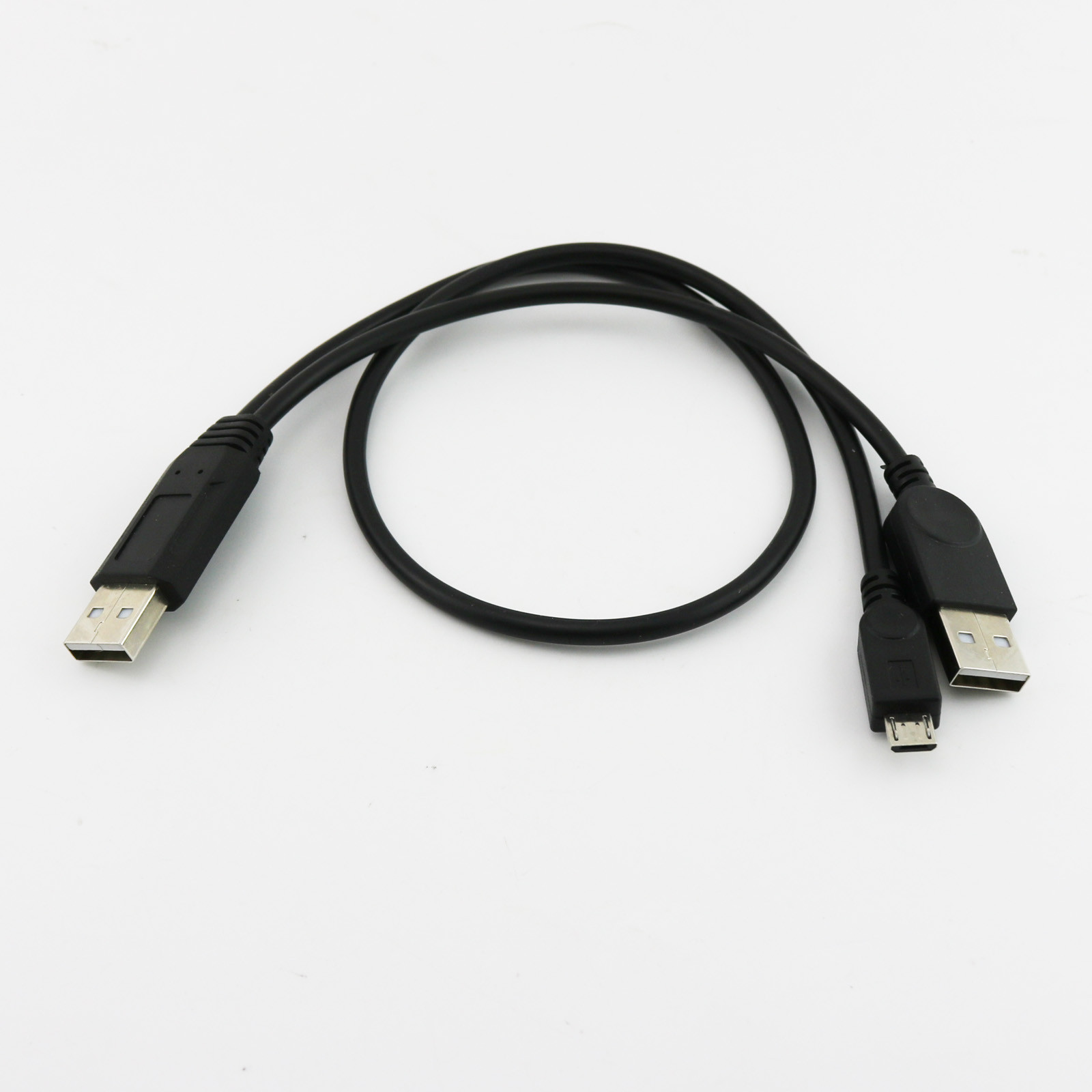 1pc USB 2.0 A Male to USB 2.0 Male and Micro USB Male Plug Connector Cable Cord