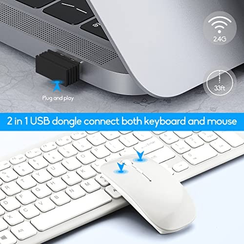 GUIHENG WIRELESS KEYBOARD AND MOUSE COMBO, COMPACT QUIET WIRELESS KEYBOARD AND -
