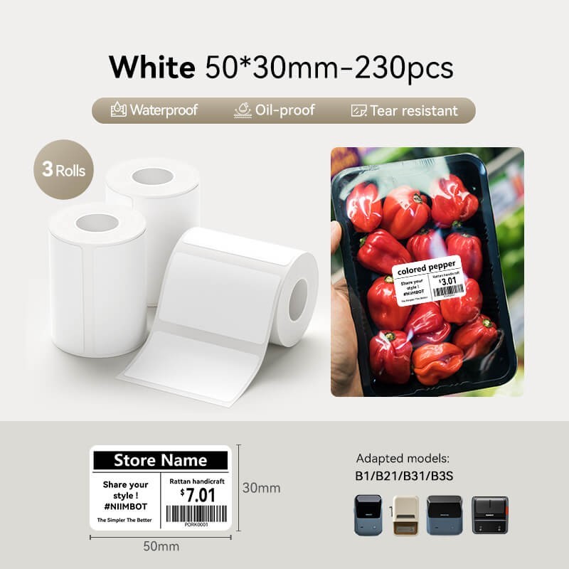 NIIMBOT B1/B1pro/B21 Thermal Self-adhesive Printer Labels Stickers 3 Rolls