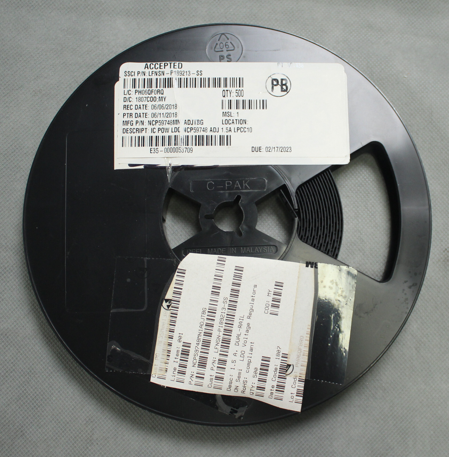 Lot of 500 Onsemi  NCP59748MN1ADJTBG LDO Voltage Regulators LFNSN-P189213-SS